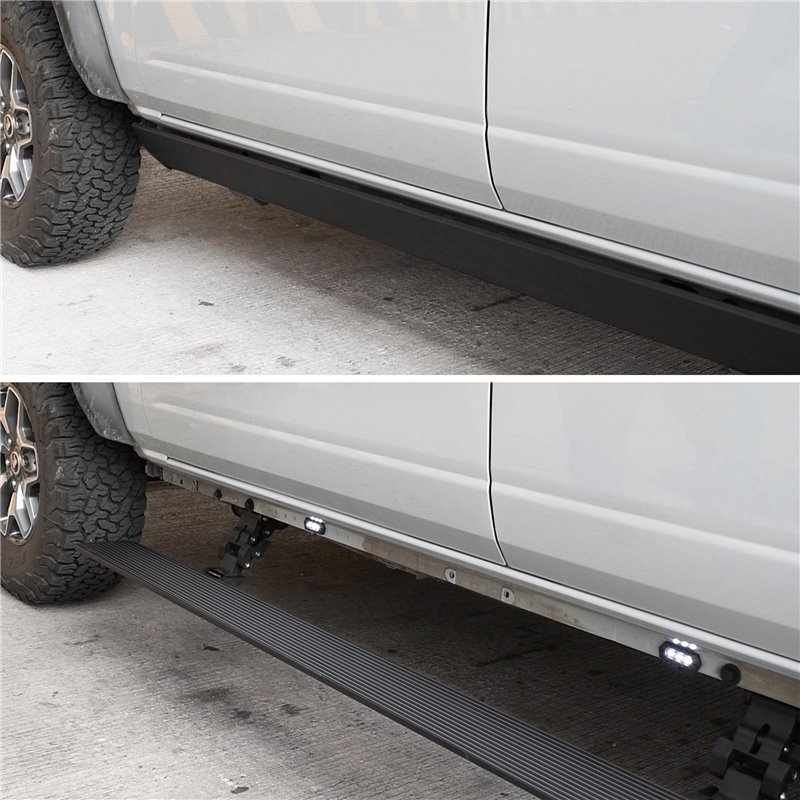 Go Rhino | 20405187PC - E1 Electric Running Boards With Mounting Brackets - Textured Black - Silverado / Sierra 2500 HD / 3500 H