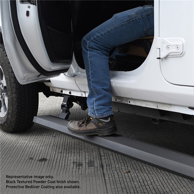 Go Rhino | 20492752PC - E1 Electric Running Boards With Mounting Brackets - Textured Black - Wrangler (JL) 2.0T / 3.6L 2018