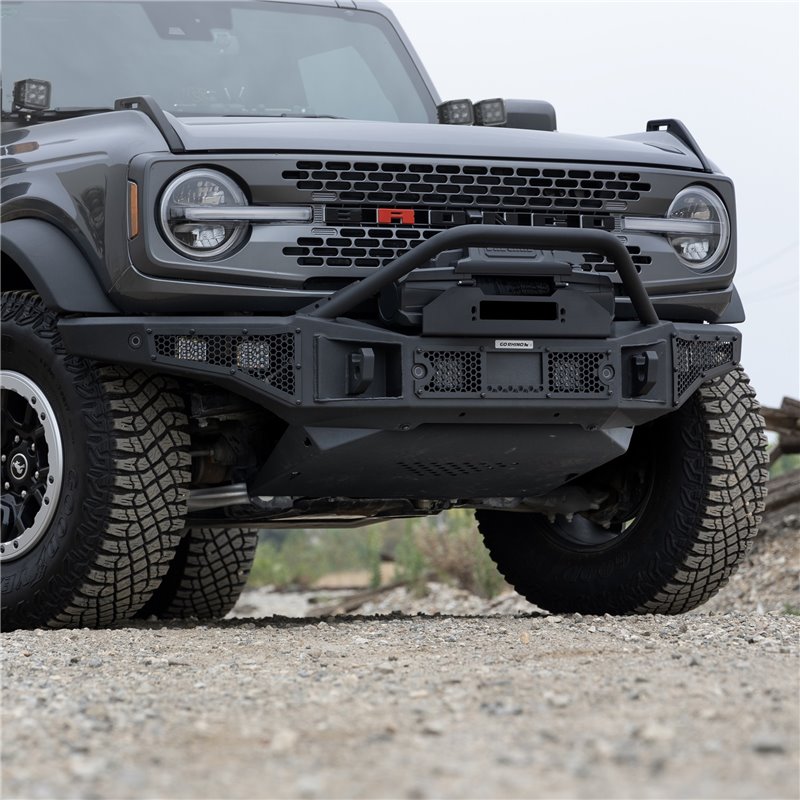 Go Rhino | 332120T - Rockline Front Bumper Lower Skid Plate For Ford Bronco - Textured Black - Bronco 2.3T / 2.7T 2021