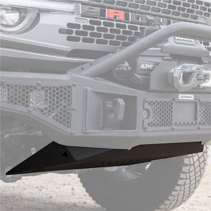 Go Rhino | 332120T - Rockline Front Bumper Lower Skid Plate For Ford Bronco - Textured Black - Bronco 2.3T / 2.7T 2021