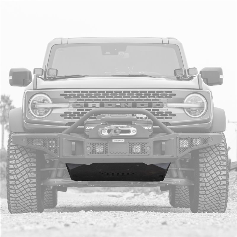 Go Rhino | 332120T - Rockline Front Bumper Lower Skid Plate For Ford Bronco - Textured Black - Bronco 2.3T / 2.7T 2021