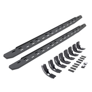 Go Rhino | 69604880ST - RB30 Slim Line Running Boards with Mounting Bracket Kit - Protective Bedliner Coating - Chevrolet / GMC 