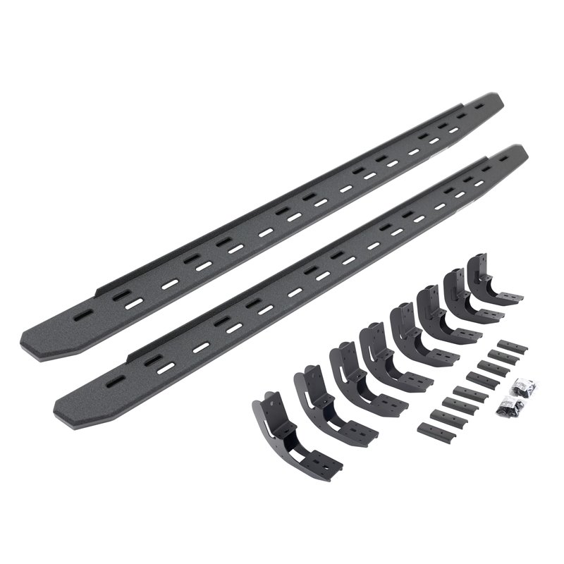 Go Rhino | 69604880ST - RB30 Slim Line Running Boards with Mounting Bracket Kit - Protective Bedliner Coating - Chevrolet / GMC 