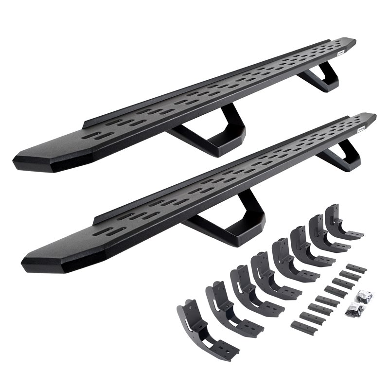 Go Rhino | 6960488720PC - RB30 Running Boards with Mounting Brackets & 2 Pairs of Drops Steps Kit - Textured Black - Chevrolet /