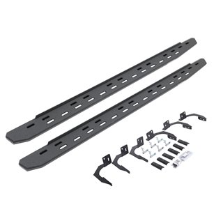 Go Rhino | 69609980ST - RB30 Slim Line Running Boards with Mounting Bracket Kit - Protective Bedliner Coating - Ram 1500 3.7L / 