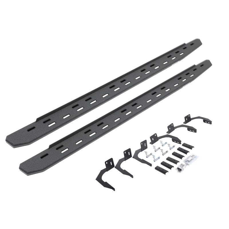 Go Rhino | 69609980ST - RB30 Slim Line Running Boards with Mounting Bracket Kit - Protective Bedliner Coating - Ram 1500 3.7L / 