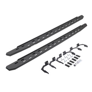 Go Rhino | 69610687ST - RB30 Slim Line Running Boards with Mounting Bracket Kit - Protective Bedliner Coating - Ram 1500 / 2500 