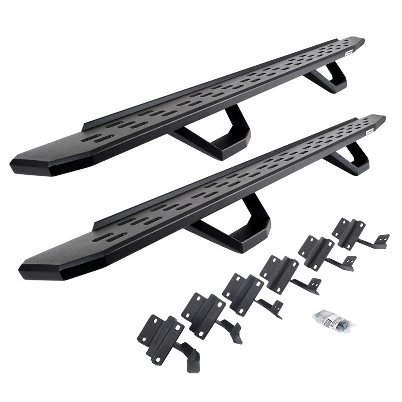 Go Rhino | 6961508720PC - RB30 Running Boards with Mounting Brackets & 2 Pairs of Drops Steps Kit - Textured Black - F-150 2004-