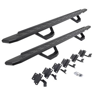 Go Rhino | 6961508720T - RB30 Running Boards with Mounting Brackets & 2 Pairs of Drops Steps Kit - Protective Bedliner Coating -