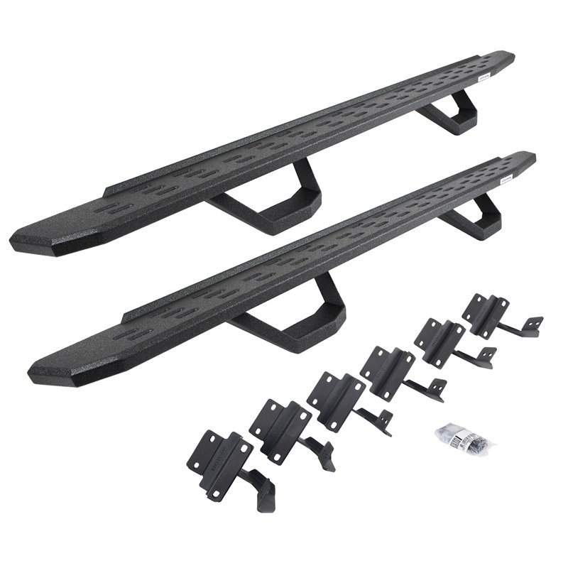 Go Rhino | 6961508720T - RB30 Running Boards with Mounting Brackets & 2 Pairs of Drops Steps Kit - Protective Bedliner Coating -