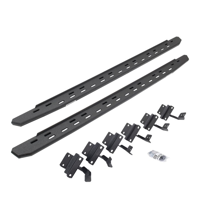 Go Rhino | 69615087ST - RB30 Slim Line Running Boards with Mounting Bracket Kit - Protective Bedliner Coating - F-150 2004-2011
