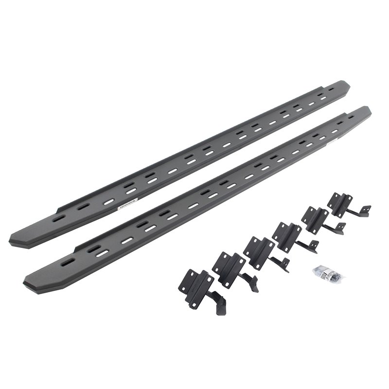 Go Rhino | 69615587SPC - RB30 Slim Line Running Boards with Mounting Bracket Kit - Textured Black - F-150 / F-250 / F-350 2015-2