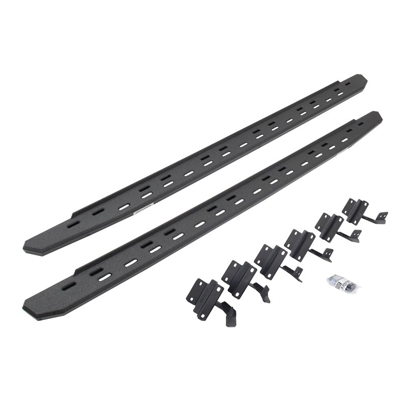 Go Rhino | 69615587ST - RB30 Slim Line Running Boards with Mounting Bracket Kit - Protective Bedliner Coating - F-150 / F-250 / 