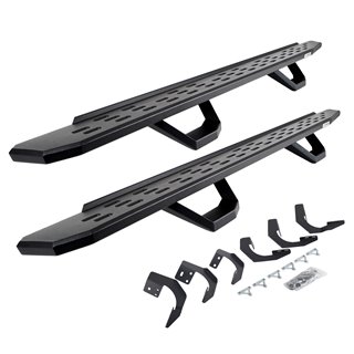 Go Rhino | 6962068720PC - RB30 Running Boards with Mounting Brackets & 2 Pairs of Drops Steps Kit - Textured Black - Ram 1500 / 