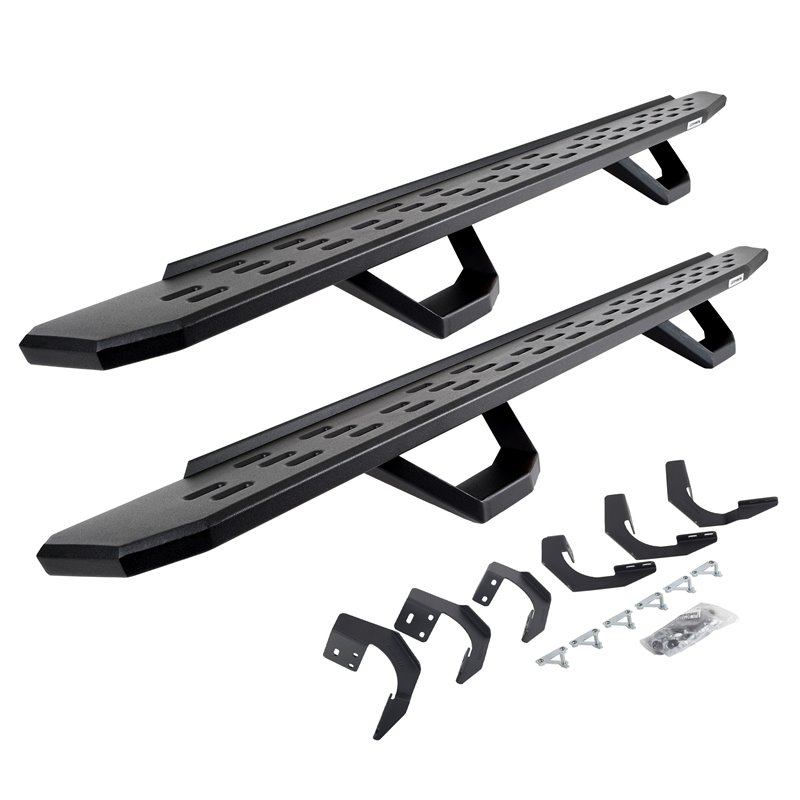 Go Rhino | 6962068720PC - RB30 Running Boards with Mounting Brackets & 2 Pairs of Drops Steps Kit - Textured Black - Ram 1500 / 