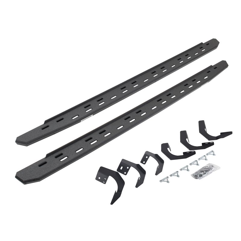 Go Rhino | 69620687ST - RB30 Slim Line Running Boards with Mounting Bracket Kit - Protective Bedliner Coating - Ram 1500 / Class