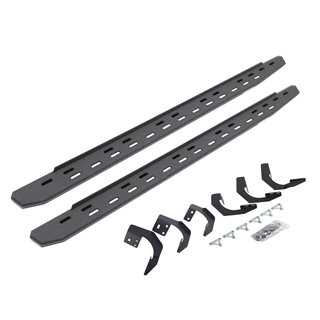 Go Rhino | 69629980ST - RB30 Slim Line Running Boards with Mounting Bracket Kit - Protective Bedliner Coating - Ram 1500 / Class