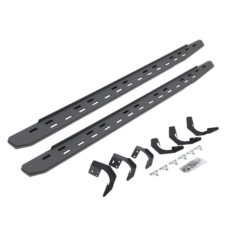 Go Rhino | 69629980ST - RB30 Slim Line Running Boards with Mounting Bracket Kit - Protective Bedliner Coating - Ram 1500 / Class