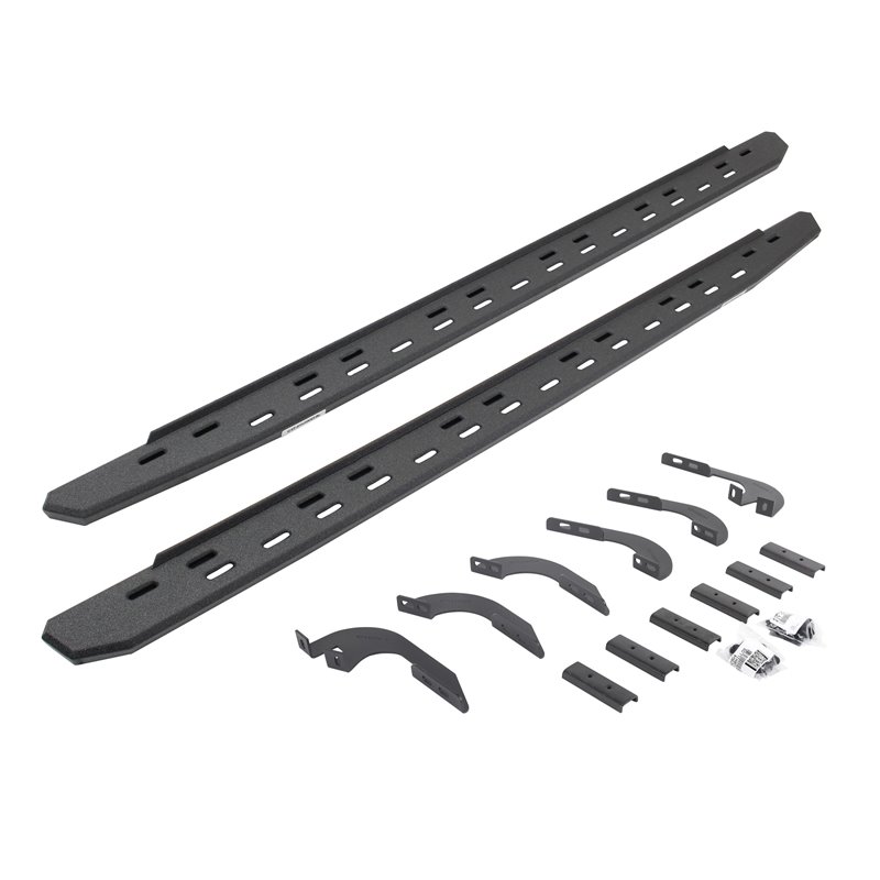Go Rhino | 69642987ST - RB30 Slim Line Running Boards with Mounting Bracket Kit - Protective Bedliner Coating - Tacoma 2.7L / 4.