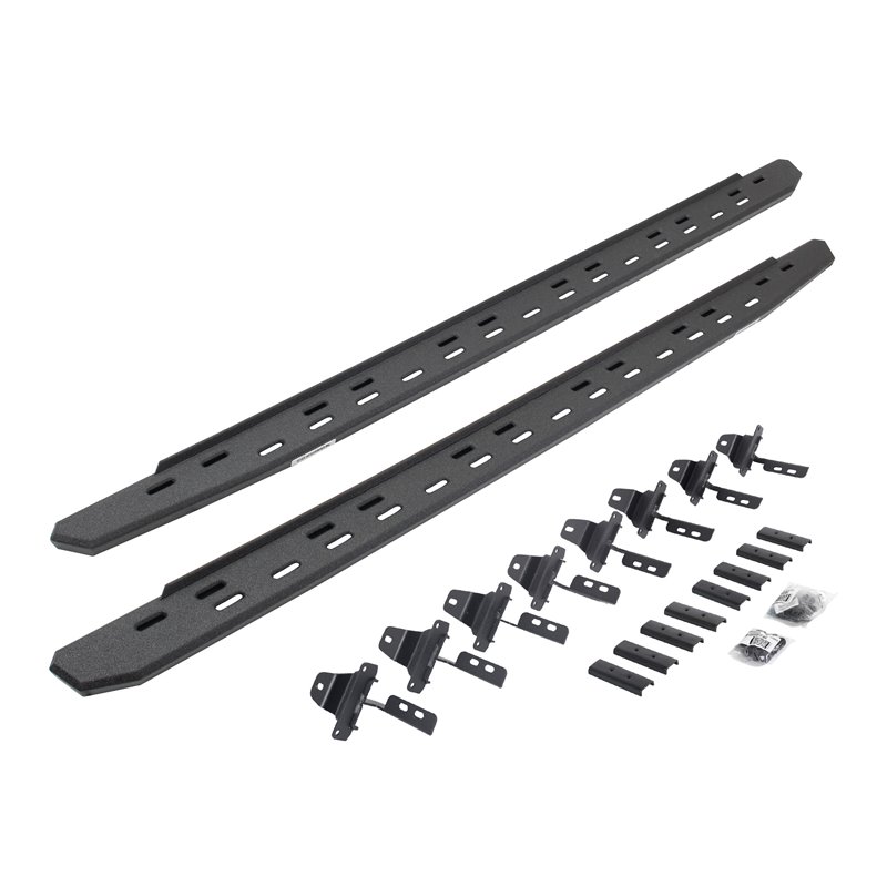Go Rhino | 69651687ST - RB30 Slim Line Running Boards with Mounting Bracket Kit - Protective Bedliner Coating - Gladiator 3.6L 2