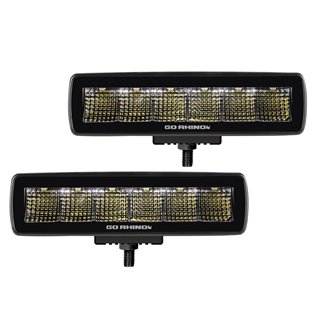 Go Rhino | 50300621FBS - Blackout Series Lights - Pair of Sixline LED Flood Light Kit -  Black