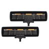 Go Rhino | 50600622FBS - Blackout Combo Series Lights - Pair of Sixline LED Flood Lights With Amber Accent -  Black