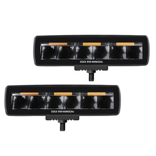 Go Rhino | 50600622SBS - Blackout Combo Series Lights - Pair of Sixline LED Spot Lights With Amber Accent -  Black