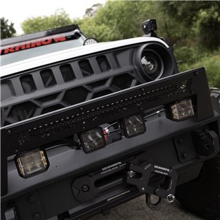 Go Rhino | 50700322FCS - Blackout Combo Series Lights - Pair of 4x3 Cube Sideline LED Flood Lights W/Amber -  Black