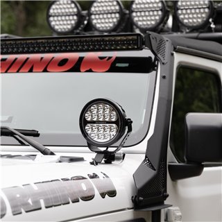 Go Rhino | 50800711DRS - Blackout Series Lights - 7" Round LED Driving Light With Daytime Running Lights -  Black
