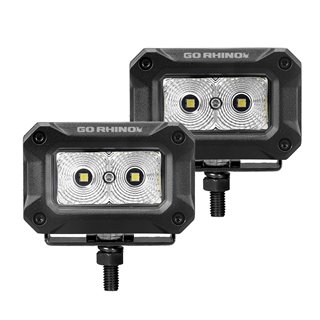 Go Rhino | 51003023FBS - Bright Series Lights - Pair of 3x2 Rectangle LED Flood Light Kit -  Black