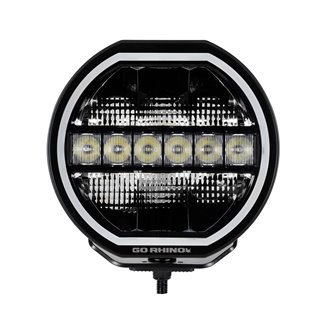 Go Rhino | 51440911CRS - Blackout Series Lights - 9" Maxline LED Hi/Low Beam W/Multi Daytime Running Light -  Black