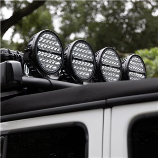 Go Rhino | 51700911SRS - Blackout Series Lights -9" Round Single LED Spot Light Kit W/Daytime Running Lights -  Black