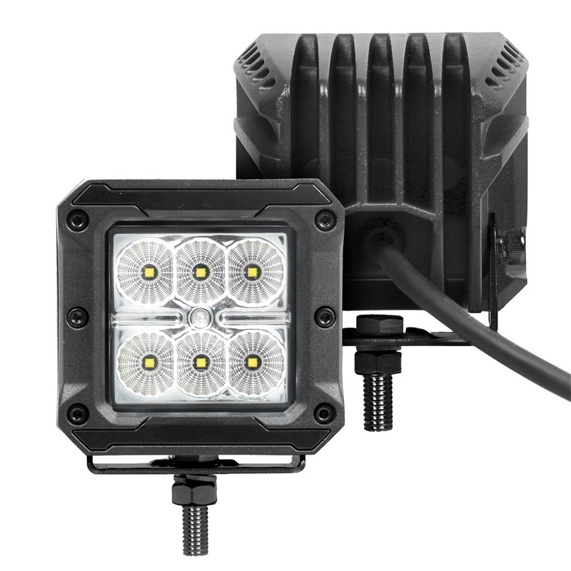 Go Rhino | 51803023FCS - Bright Series Lights - Pair of 3x3 Cube LED Flood Light Kit -  Black