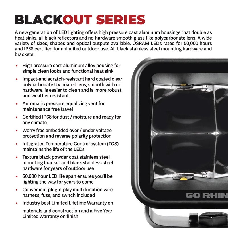 Go Rhino | 52002111CDS - Blackout Series Lights - 21.5" Double Row LED Light Bar -  Black