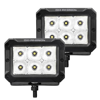 Go Rhino | 53003023SBS - Bright Series Lights - Pair of 4x3 Rectangle LED Spot Light Kit -  Black