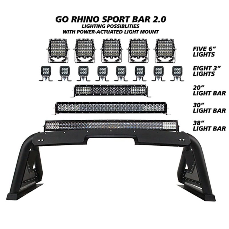 Go Rhino | 911620PS - Sport Bar 2.0 with Power Actuated Retractable Light Mount - Polished Stainless Steel - Tundra 3.5T 2022