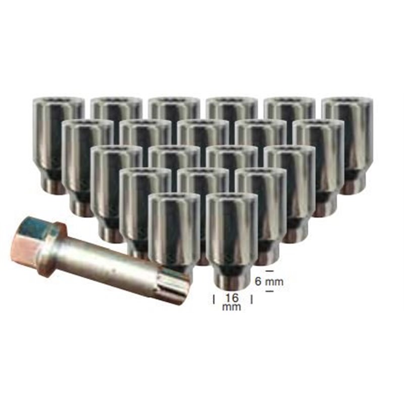 Ceco | (20) TUNER NUT 9 PT GEAR HEAD 14X1.50 44mm Length CHROME