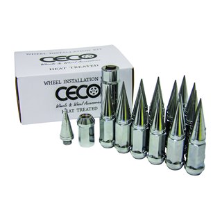 Ceco | (20)CHROME SPIKE NUT 2PC W/KEY 12X1.25 82mm Lenght 19mm Hex