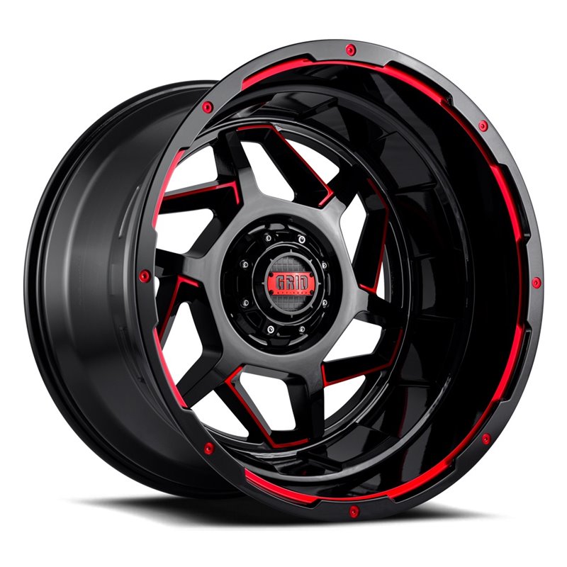 GRID Off-Road | GD14 20x9.0 ET0 - Black With Red Accents