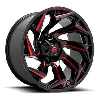 Fuel Off-Road | Reaction D755 20X10.0 ET-18 - Gloss Black / Milled-Red Tint