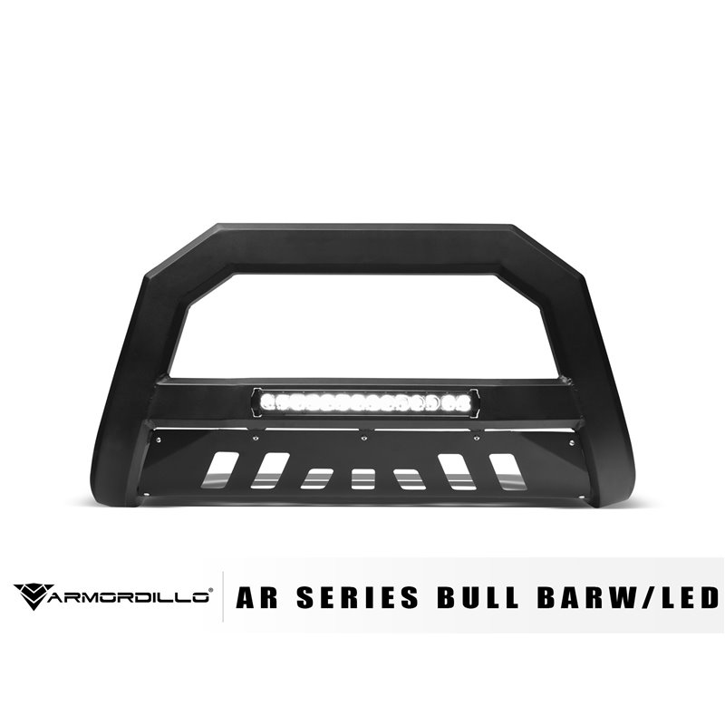 Armordillo | 2003-2009 Lexus GX470 AR Series Bull Bar W/LED - Matte Black W/Aluminum Skid Plate - GX470 4.7L 2003-2009