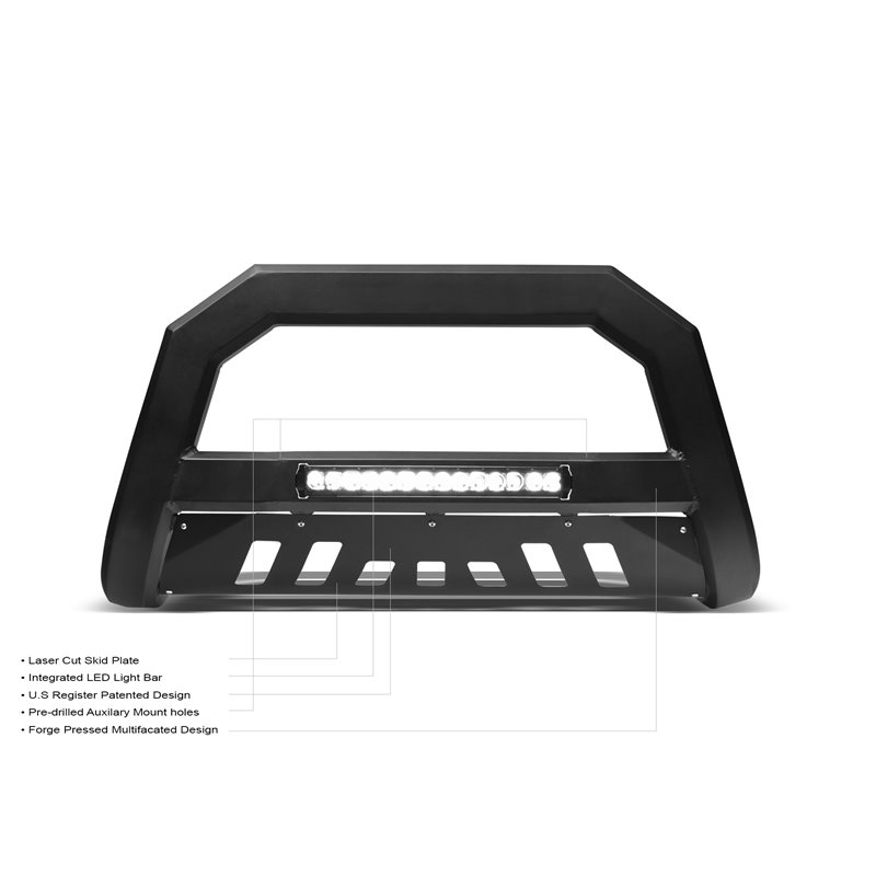 Armordillo | 2003-2009 Lexus GX470 AR Series Bull Bar W/LED - Matte Black W/Aluminum Skid Plate - GX470 4.7L 2003-2009