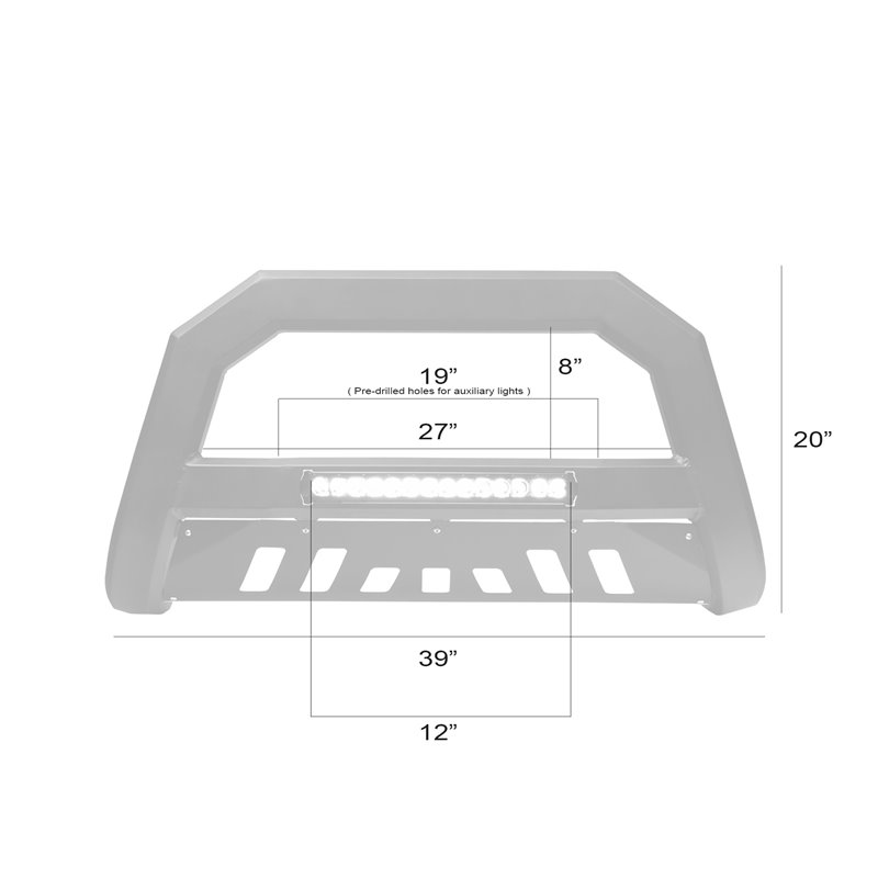 Armordillo | 2019-2022 Chevy Silverado 1500 / 2019-2022 GMC Sierra 1500 AR Bull Bar w/LED - Matte Black - Chevrolet / GMC 2019-2