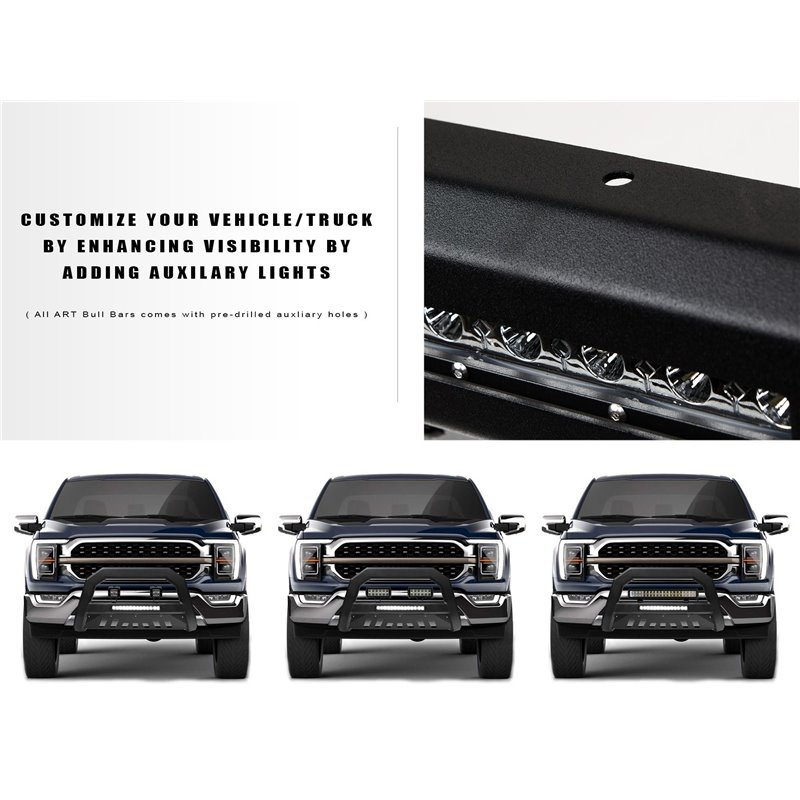 Armordillo | 2019-2022 Chevy Silverado 1500 / 2019-2022 GMC Sierra 1500 AR Bull Bar w/LED - Matte Black - Chevrolet / GMC 2019-2