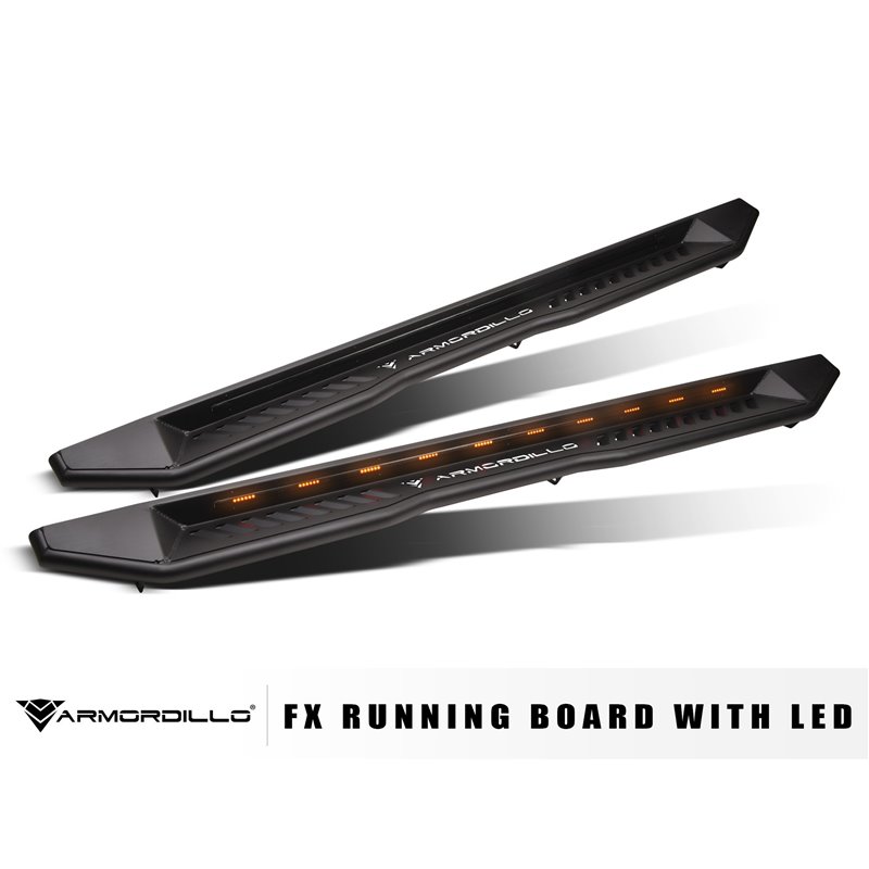 Armordillo | 2009-2018 Dodge Ram 1500 Crew Cab FX Running Board w/ LED - Matte Black - Ram 1500 / Classic / 2500 / 3500 2009-202