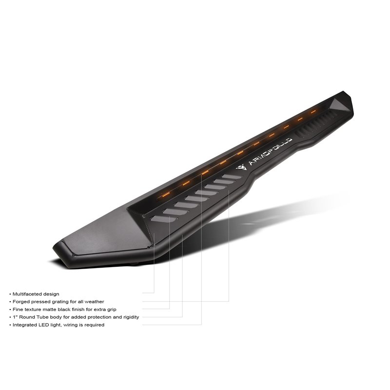 Armordillo | 2009-2018 Dodge Ram 1500 Crew Cab FX Running Board w/ LED - Matte Black - Ram 1500 / Classic / 2500 / 3500 2009-202