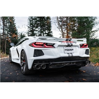 MBRP | Exhaust 3in. Cat-Back; Quad Split Rear with 4.5in. Carbon Fiber Tips; T304 - Corvette 6.2L 2020-2023