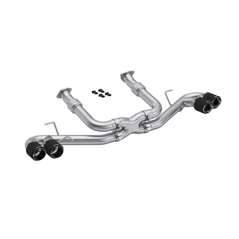 MBRP | Exhaust 3in. Cat-Back; Quad Split Rear with 4.5in. Carbon Fiber Tips; T304 - Corvette 6.2L 2020-2023