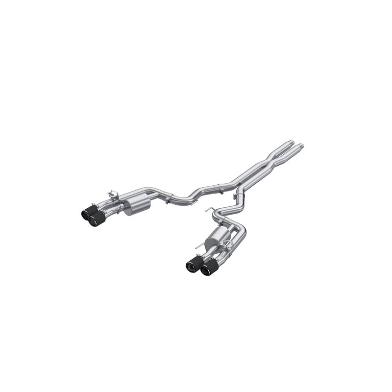 MBRP | Exhaust 3in. Cat Back; Quad Rear Exit; T304; CF Tip: Active - Mustang GT / GT Premium 5.0L 2024