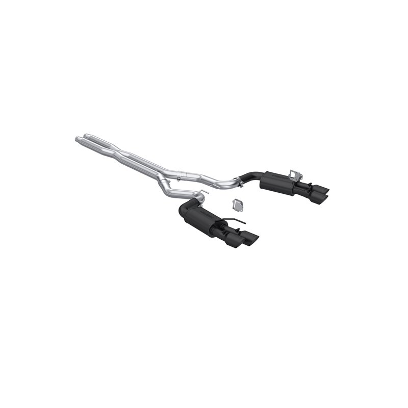 MBRP | Exhaust 3in. Cat Back; with Quad 4in. Dual Wall Tips; Street Version; Black Coated - Mustang GT / GT Premium 5.0L 2024